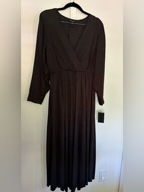 Alexa B Long Sleeve Maxi Dress - Black - Cheetah Detail - NWT - Size 8